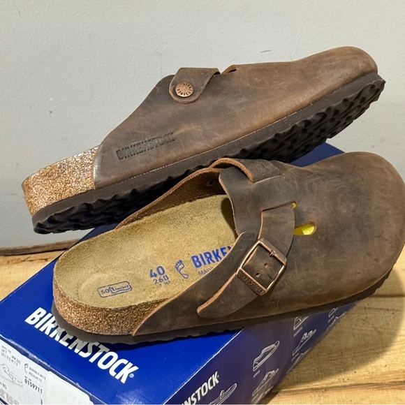 Birkenstock Boston Oiled Leather Brown Leather Clogs 40/9-9.5 Regular - Picture 8 of 14